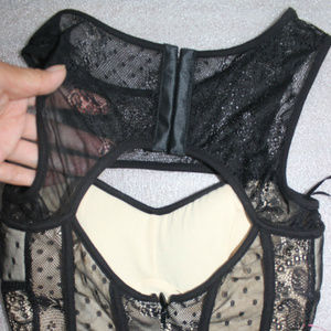 bebe Dresses - Bebe beige black overall lace cutout bustier dress bebe Dresses - Bebe beige black overall lace cutout bustier dress